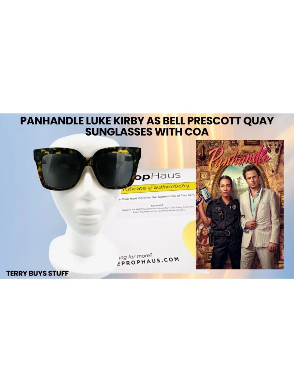 Panhandle Bell Prescott Quay Icy Sunglasses COA Luke Kirby Production Prop